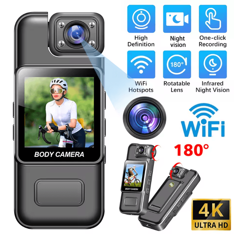 4K Mini WiFi Body Camera – Portable HD Night Vision Security Cam with DVR Recording