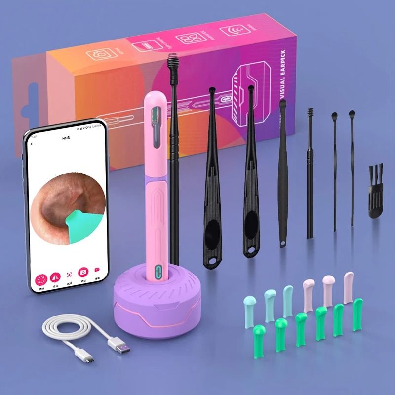 HD Ear Cleaner with Camera Otoscope Ear Cleaning Kit USB C Rechargeable Wax Removal Tool