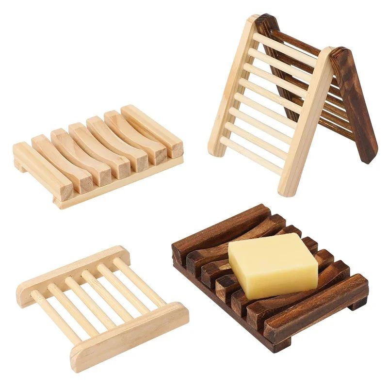 Natural Bamboo Soap Dish with Drainage - Self Draining Soap Tray Wooden Holder