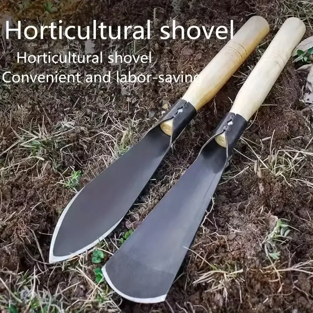 Garden Shovel for Planting Flowers Weeding and Loosening Soil with Sturdy Iron Hoe for Wild Vegetables Harvesting