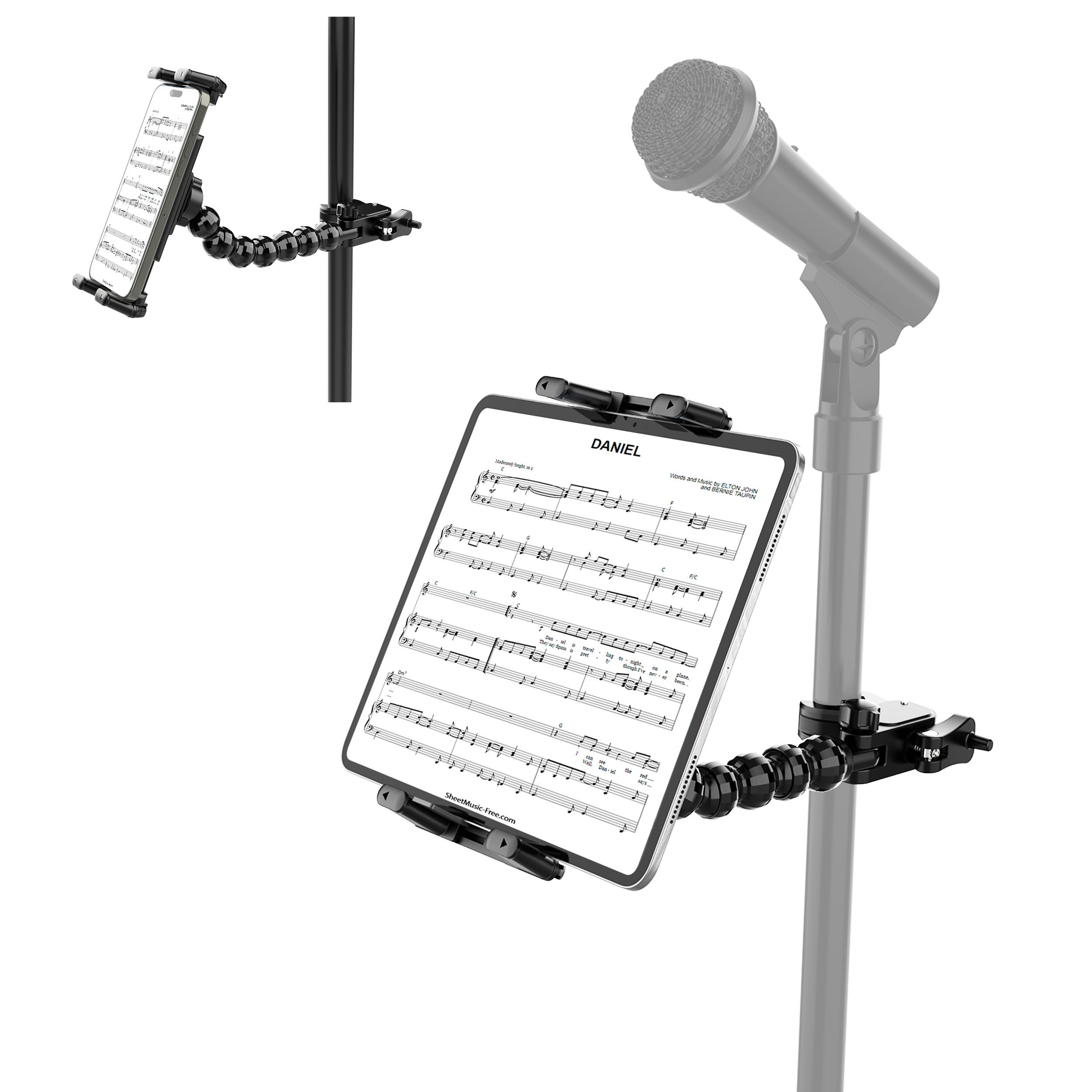 Music Stand, Flexible Microphone and Tablet Stand, Universal Compatibility