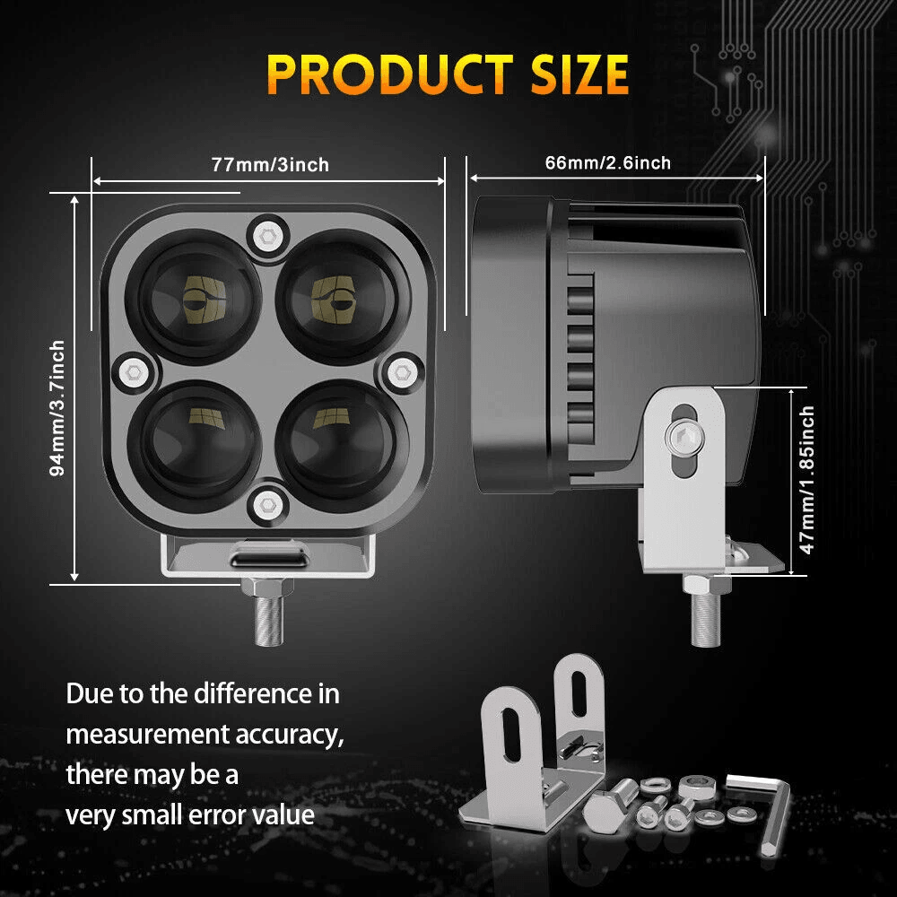3Inch LED Cube Pods Work Lights Bar 40W Spot Fog Lamps for Jeep Offroad SUV ATV UTV Truck Boat 12V–24V Driving Lights