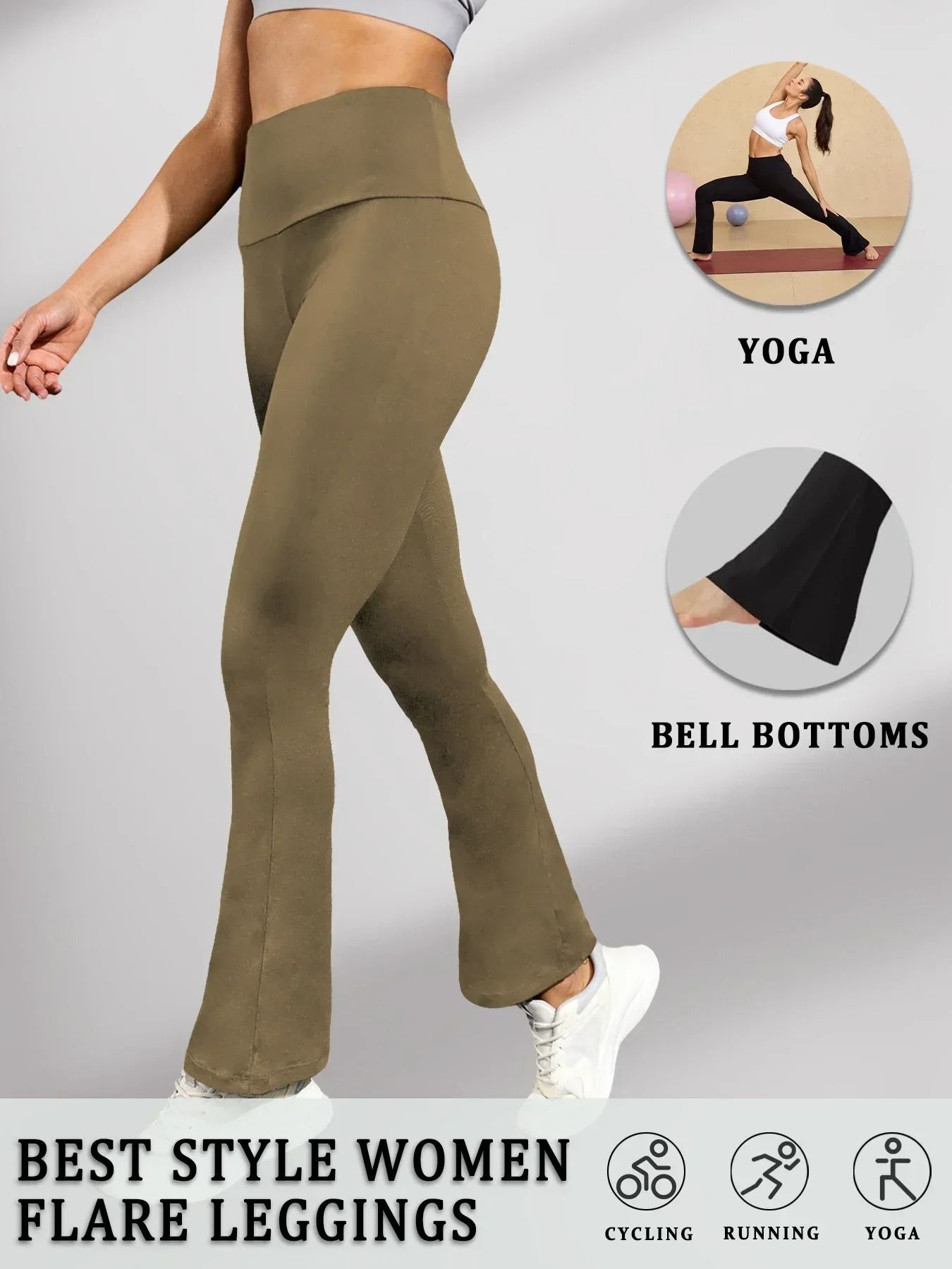 Womens High Waisted Flare Yoga Pants – Super Soft Bell Bottom Leggings with Tummy Control