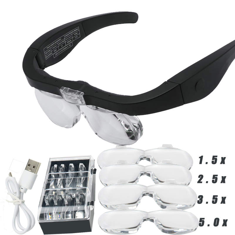 New USB Rechargeable Magnifying Glass with LED Light for Reading, Repairing, and Jewelry Work
