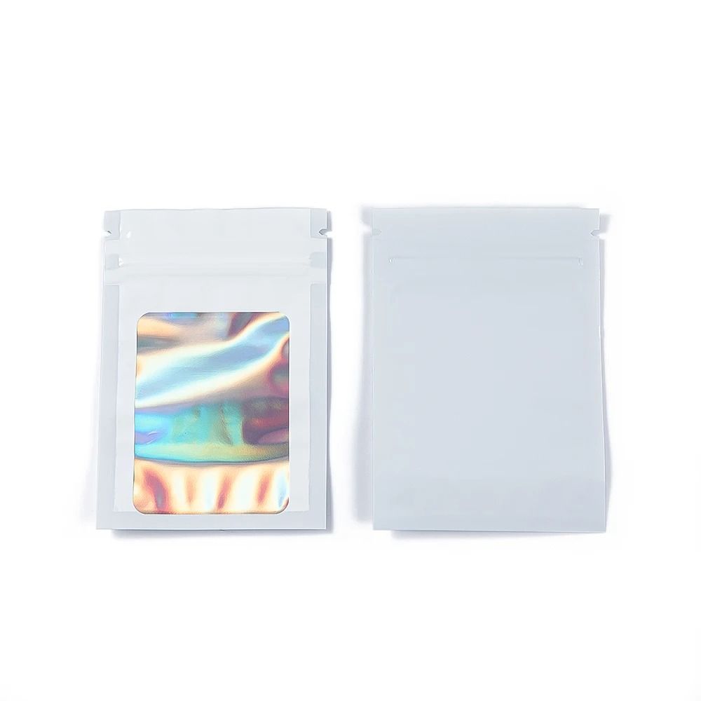 Holographic Laser Mylar Bags – 50 Pcs Smell-Proof Zip Lock Pouches