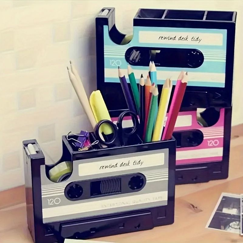 Retro Style Cassette Tape Pen Holder