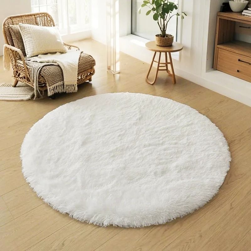 Ultra-Soft Circular Plush Rug | Fluffy Nursery Play Mat & Bedroom Floor Decor