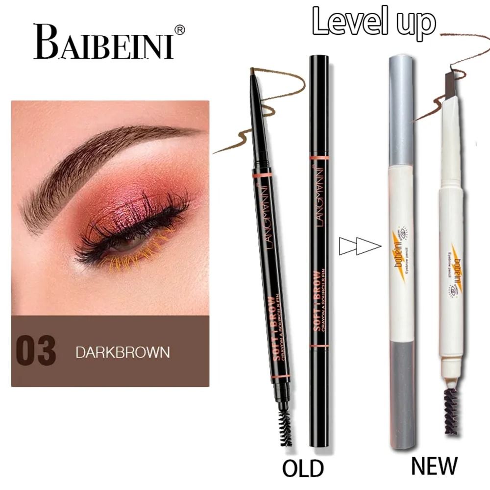 Thin Head Waterproof Double Ended Eyebrow Pencil with Brush