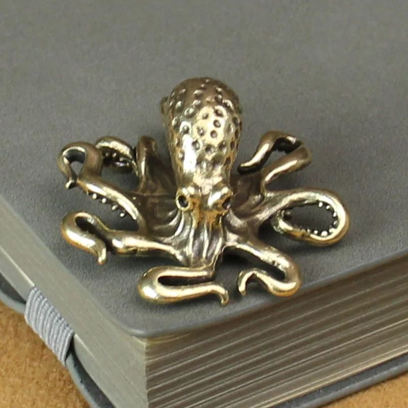 Retro Brass Octopus Figurine Vintage Ocean Desk Decoration