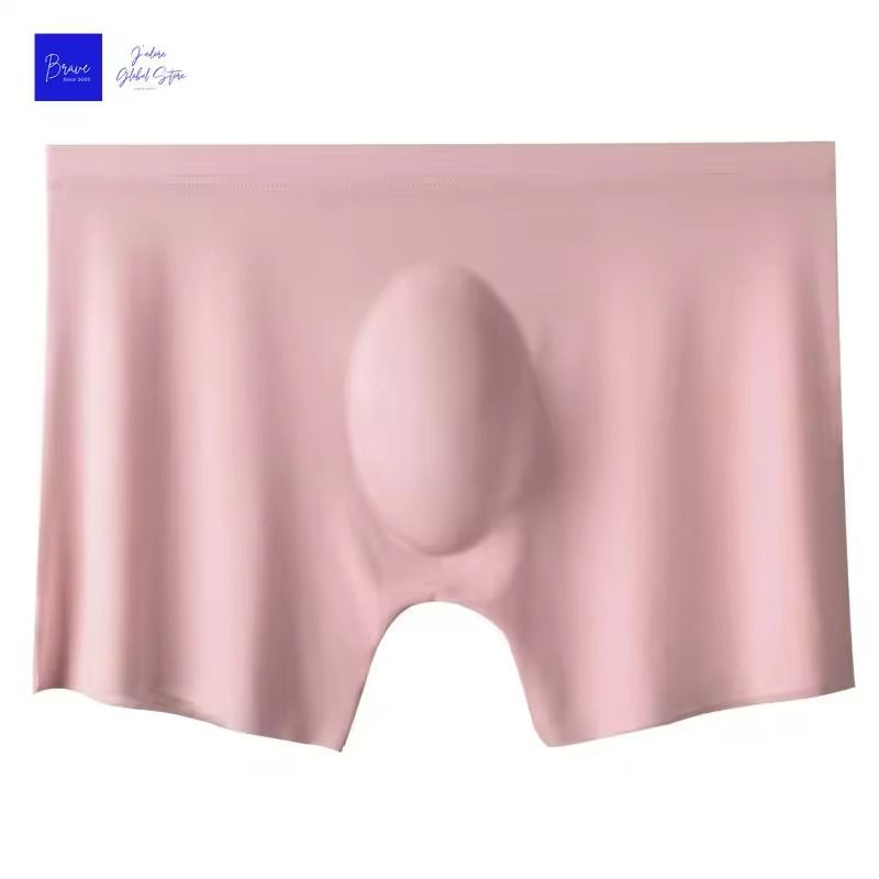 Mens Ice Silk Seamless Boxer Briefs with Breathable Antibacterial Fabric