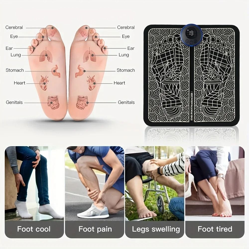 USB Charging Foot Massage Mat with 8 Modes and 19 Intensities