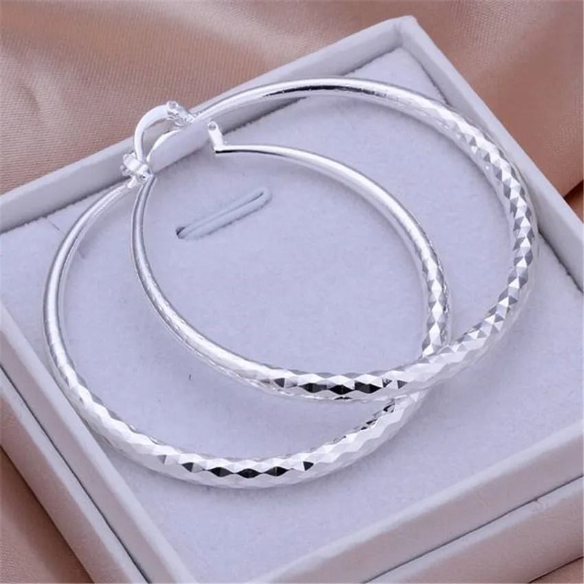 925 Sterling Silver 2 Inch Circle Hoop Earrings