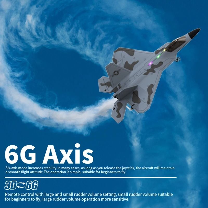 2024 F22S RC Airplane 24G 4 Channel Foam Warplane with LED and Gyroscope