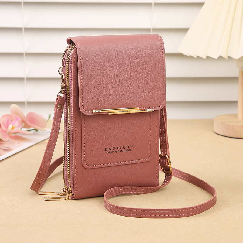 Cell Phone Bag with Touch Screen Lock, Crazy Bag Women's Crossbody Shoulder Card Holder