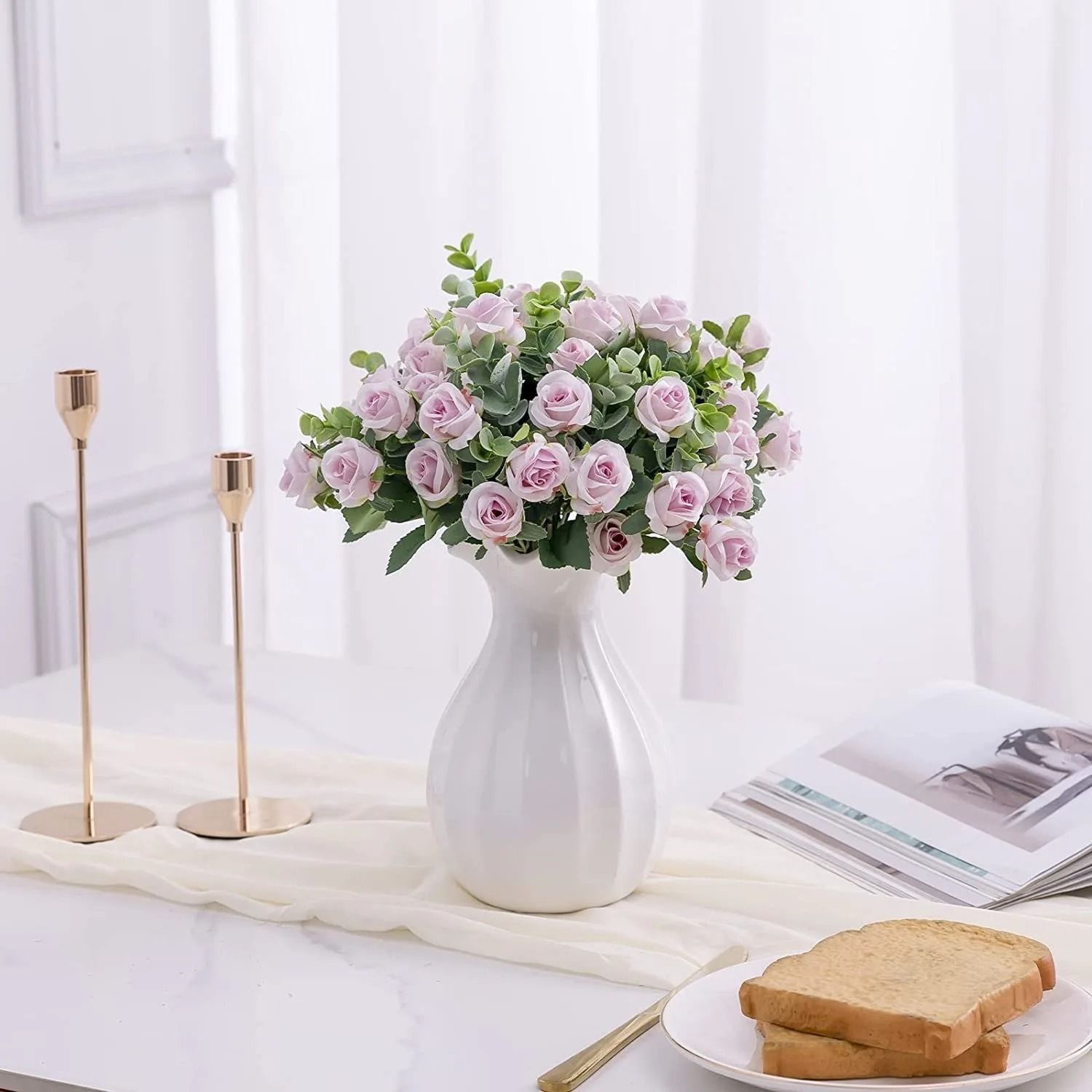 Grand Botanical Silk Rose & Eucalyptus Bouquet