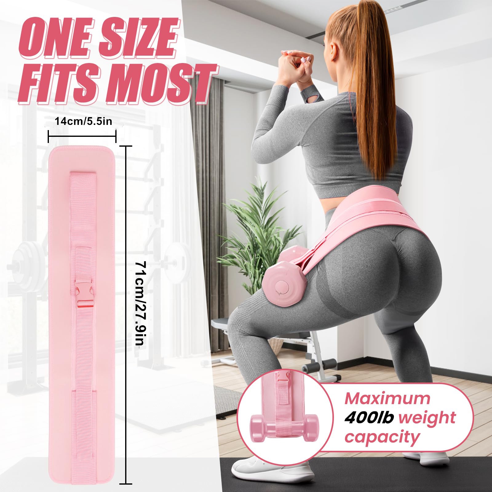 Dumbbell Hip Thrust Belt, Comfortable for Kettlebells, Plates, and More, Thicken & Widen