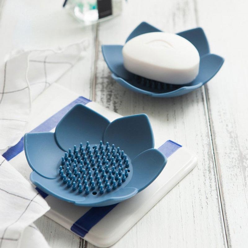 Silicone Lotus Soap Dish – Creative, Non-Perforated Soap Storage Box for Bathroom and Home Use