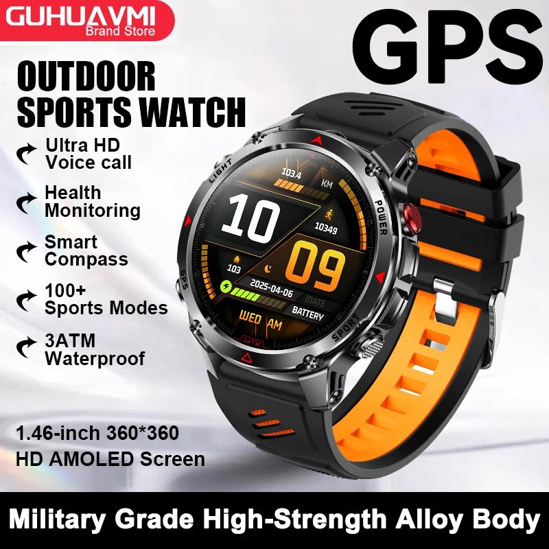 TrailGuide Pro GPS AMOLED Smartwatch with Call & Compass