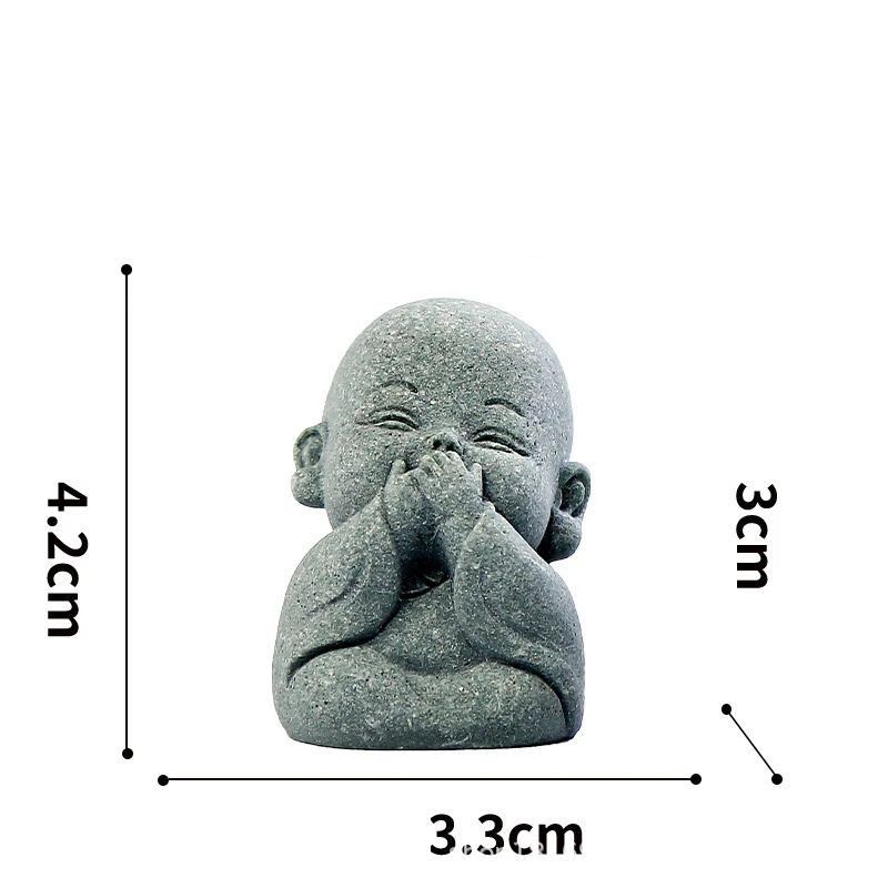 Cute Little Monk Stone Statues Set