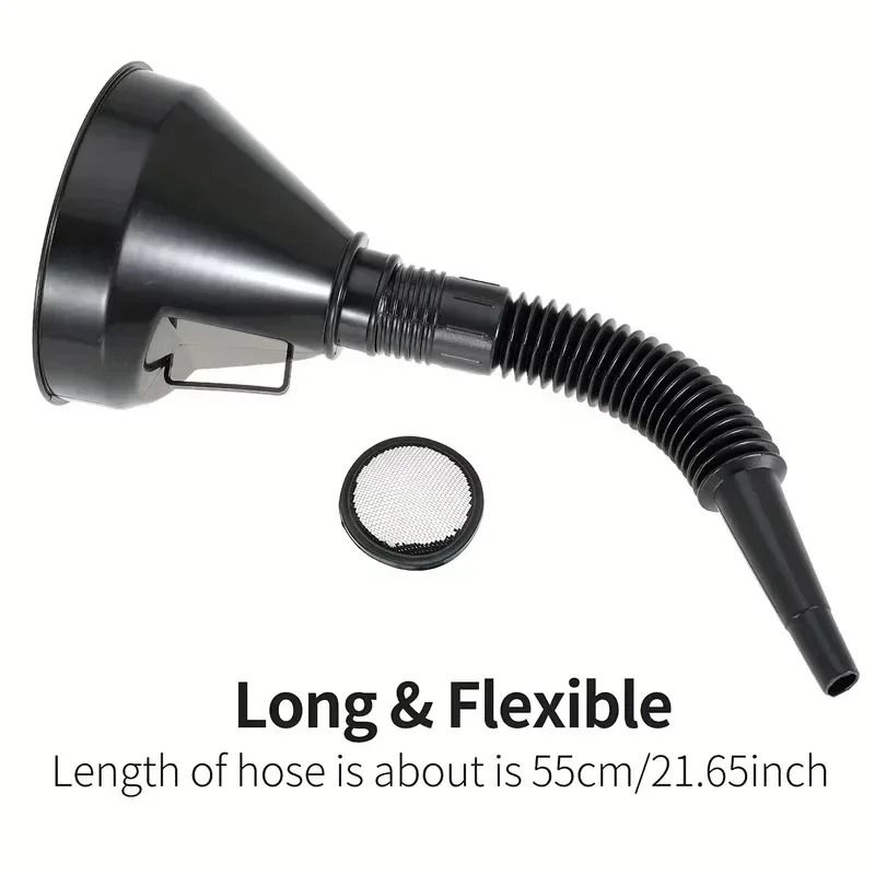 Flexible Automotive Fuel Funnel with Wide Mouth Spill Proof Design