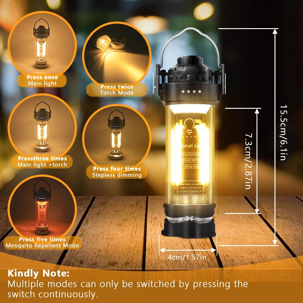 DOTWISE Retro LED Camping Lantern with 3000mAh Rechargeable Battery