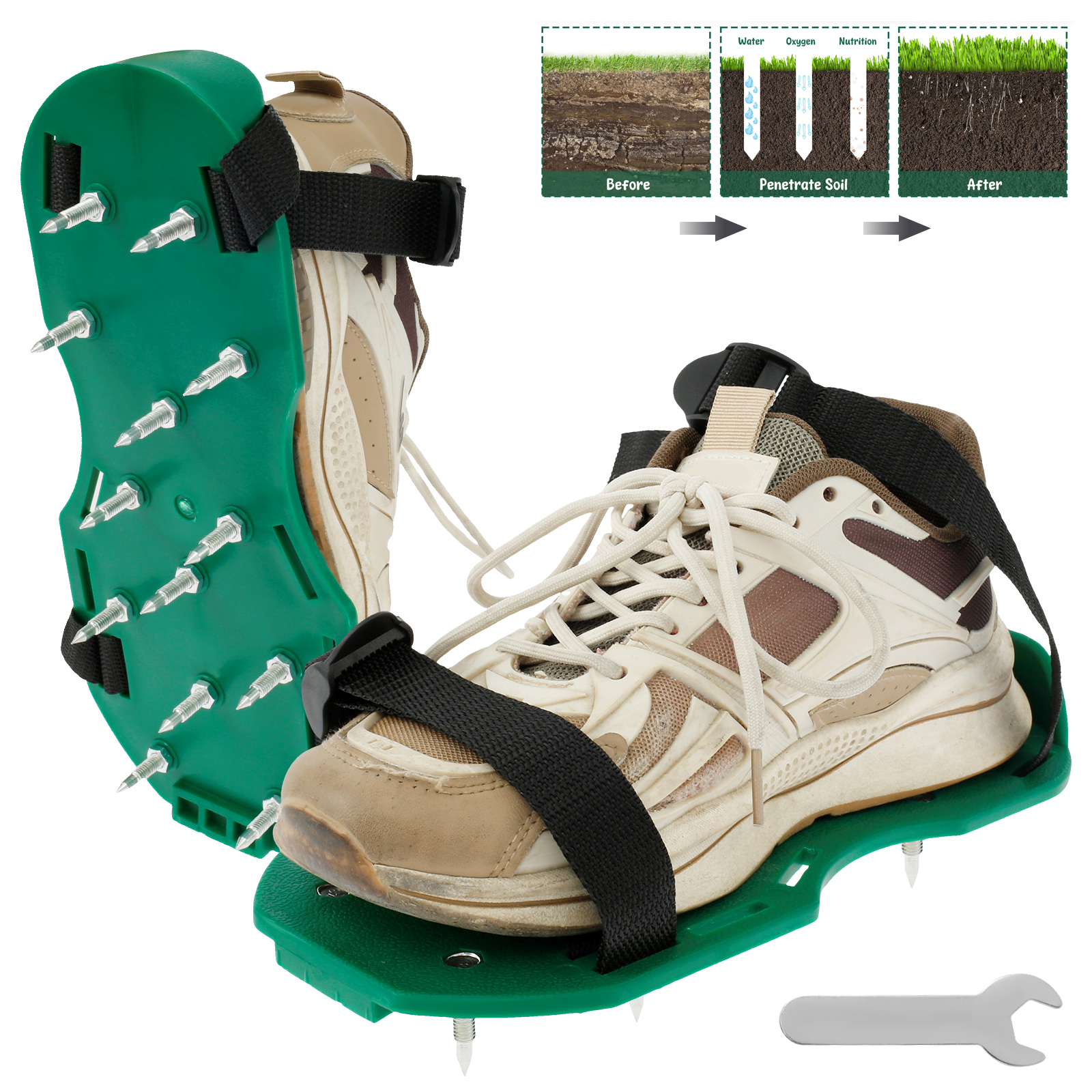 Aerator Lawn Tool, Wear Resistant Yard Inflatable Shoes, Easy to Take Off, Anti Slip Lawn Aerator Shoes