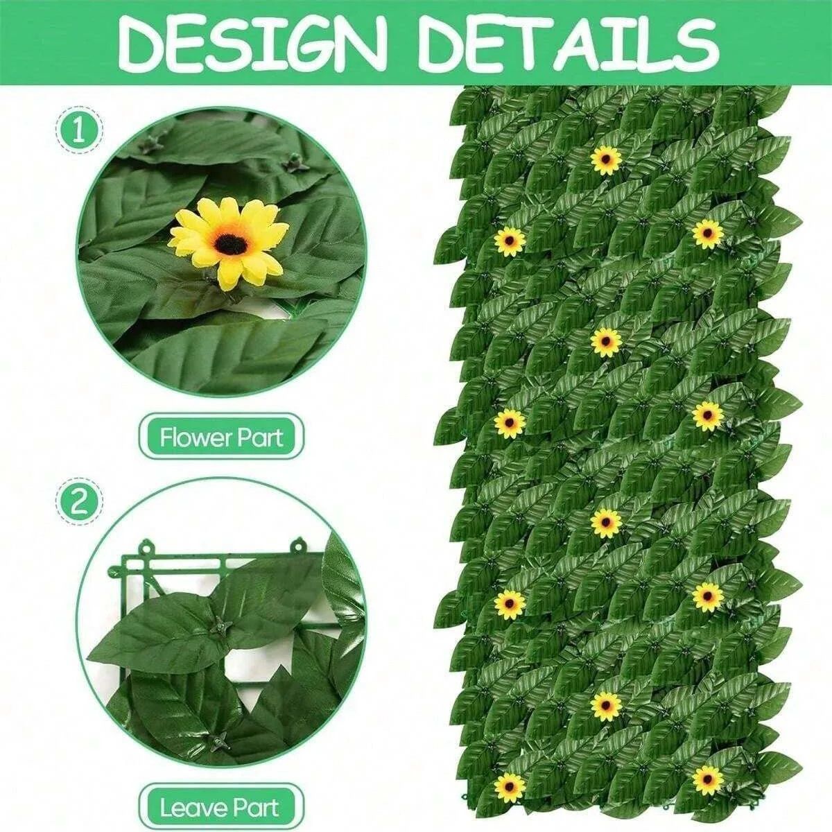 Artificial Ivy Fence with Sunflower Privacy Screen