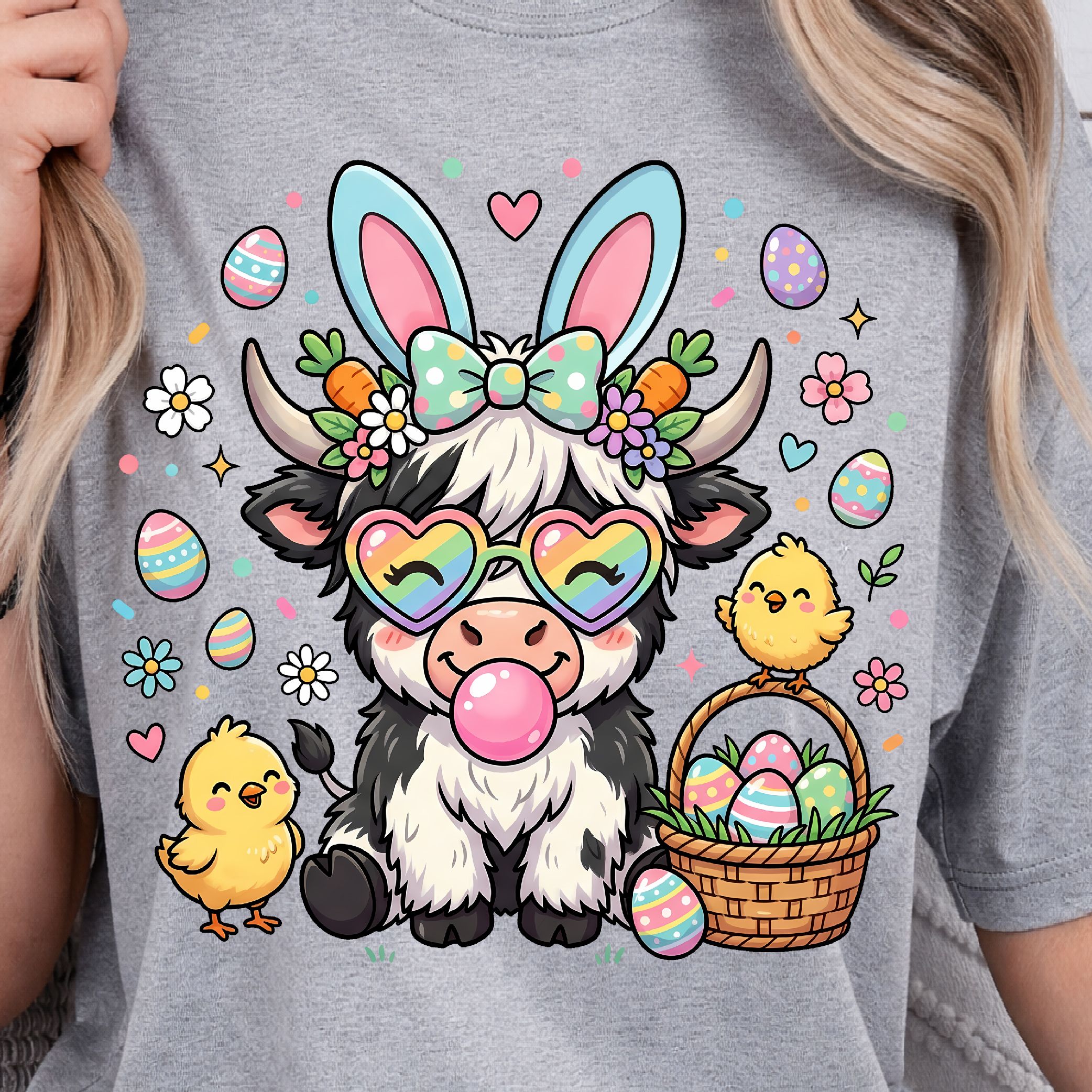 Highland Easter Cow Shirt, Easter Cow T-Shirt, Cute Easter Cow Tee