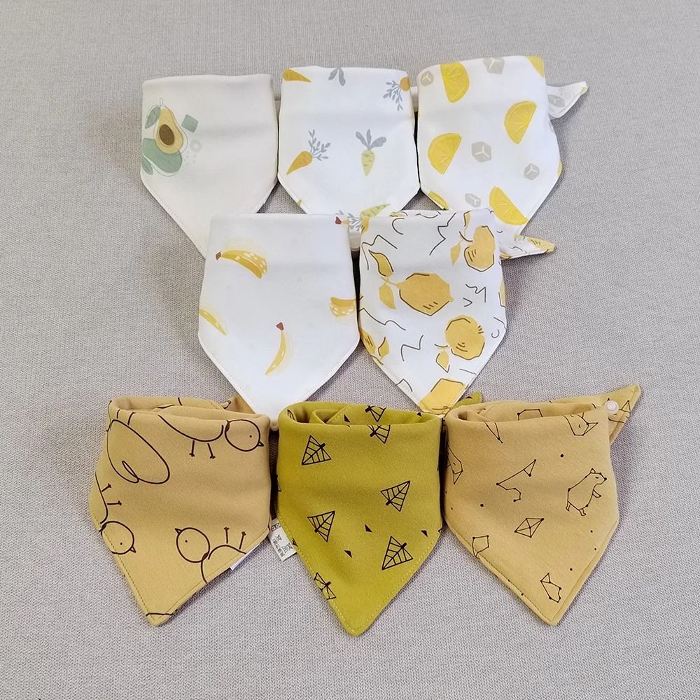 8PCS Baby Triangle Bibs & Burp Cloths Double Layer Cotton Saliva Towels