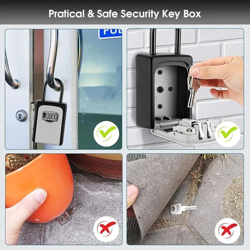 Wall Mounted Key Lock Box 4 Digit Combination Security Key Safe