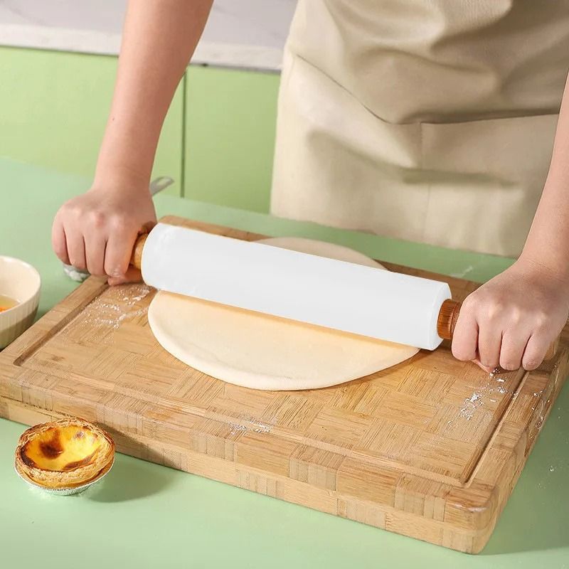 Non-Stick Silicone Rolling Pin With Wooden Handle For Baking