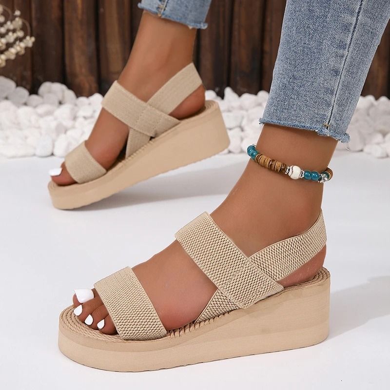 Women Knit Wedge Sandals Slip On Lightweight Summer Shoes