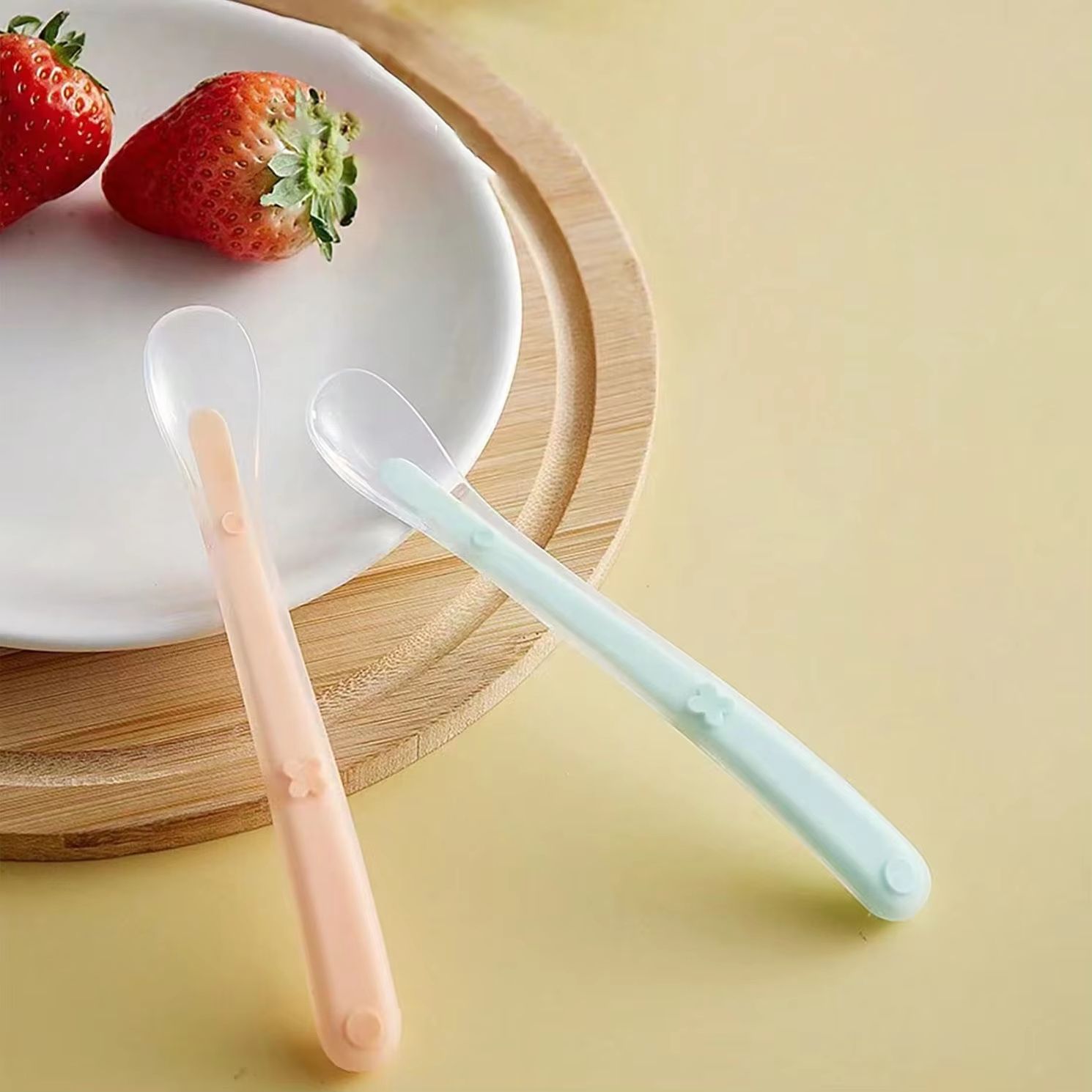Soft-Touch Silicone Baby Feeding Spoon with Matte Surface - Safe Training Tableware