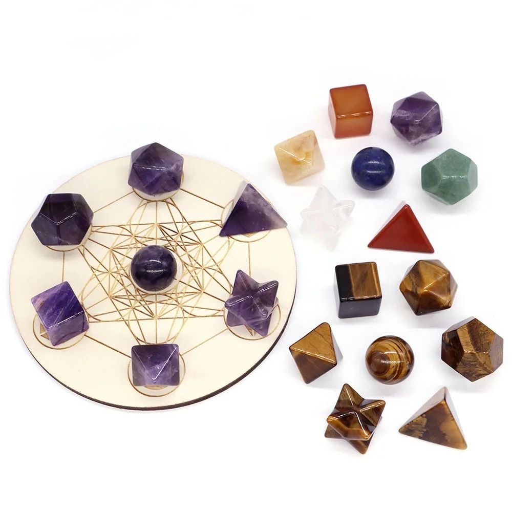 Platonic Solid Crystal Set Sacred Geometry Chakra Healing Reiki Stones