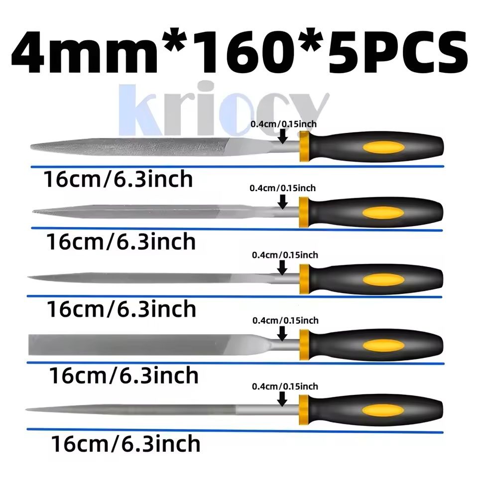 5 Piece Precision Steel File Set For Woodworking And Metal Shaping