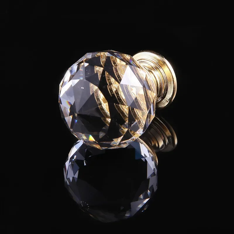 Golden Crystal Cabinet Knobs Set Luxury Glass Drawer Handles for Kitchen & Furniture