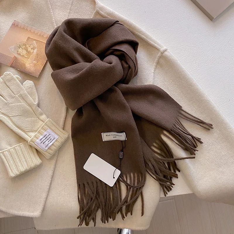 Luxury Winter Wool Blend Pashmina Scarf – Thick Cashmere-Feel Women's Shawl & Wrap 2024