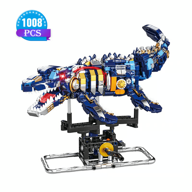 Mechanical Shark Building Set, Shark Sea Life Blocks with Display Stand & Lights