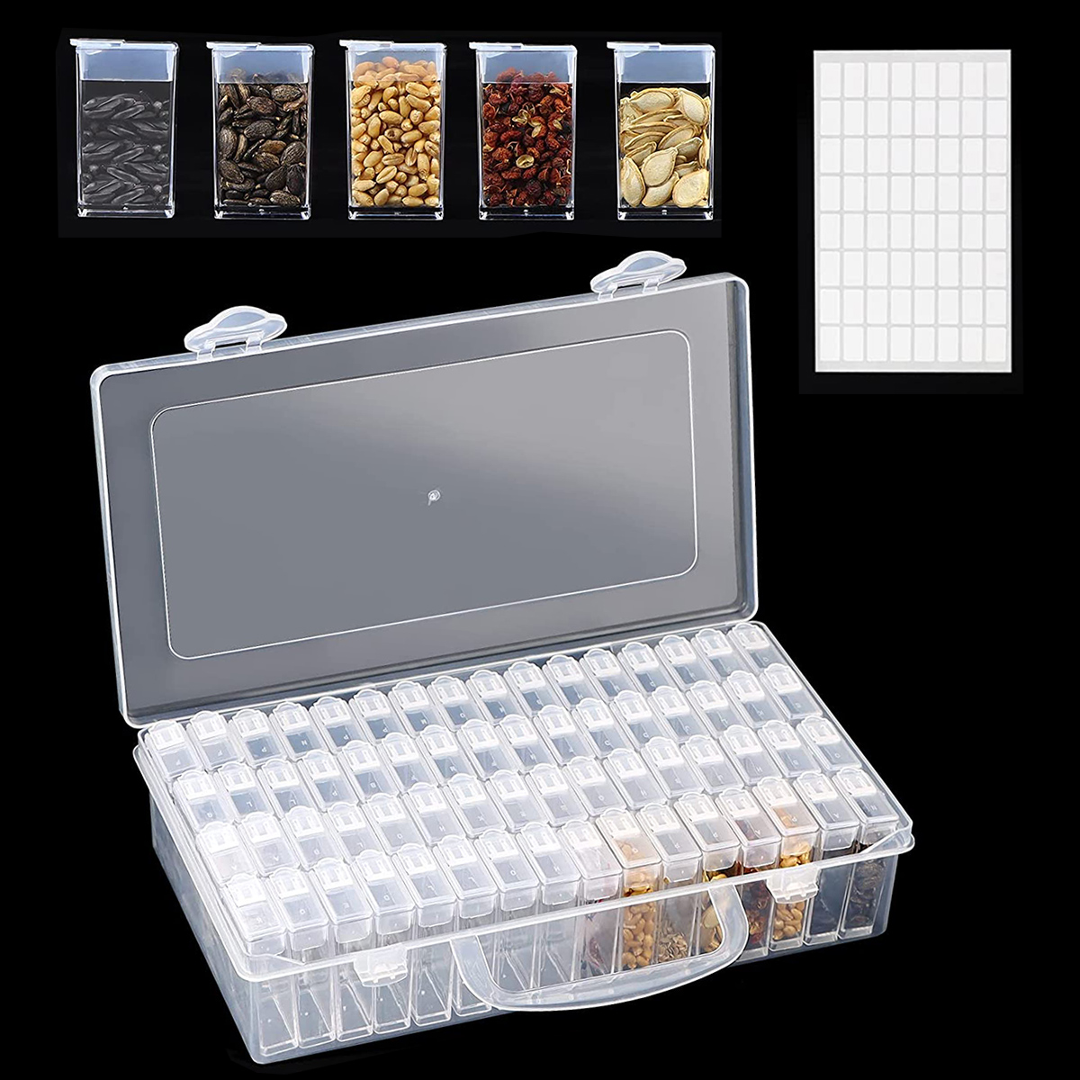 Multiple Slot Seed Storage Organizer Box with Labels Portable Seed Storage Box for Garden Planning