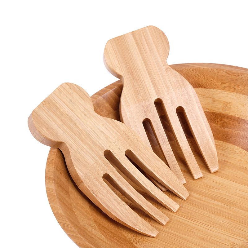 Bamboo Salad Hands, Large Salad Servers for Fruit and Pasta, Mixing Fork Claws, Cooking Helper Gadget