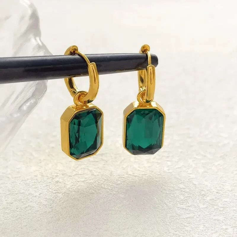 Elegant Square Crystal Stainless Steel Earrings