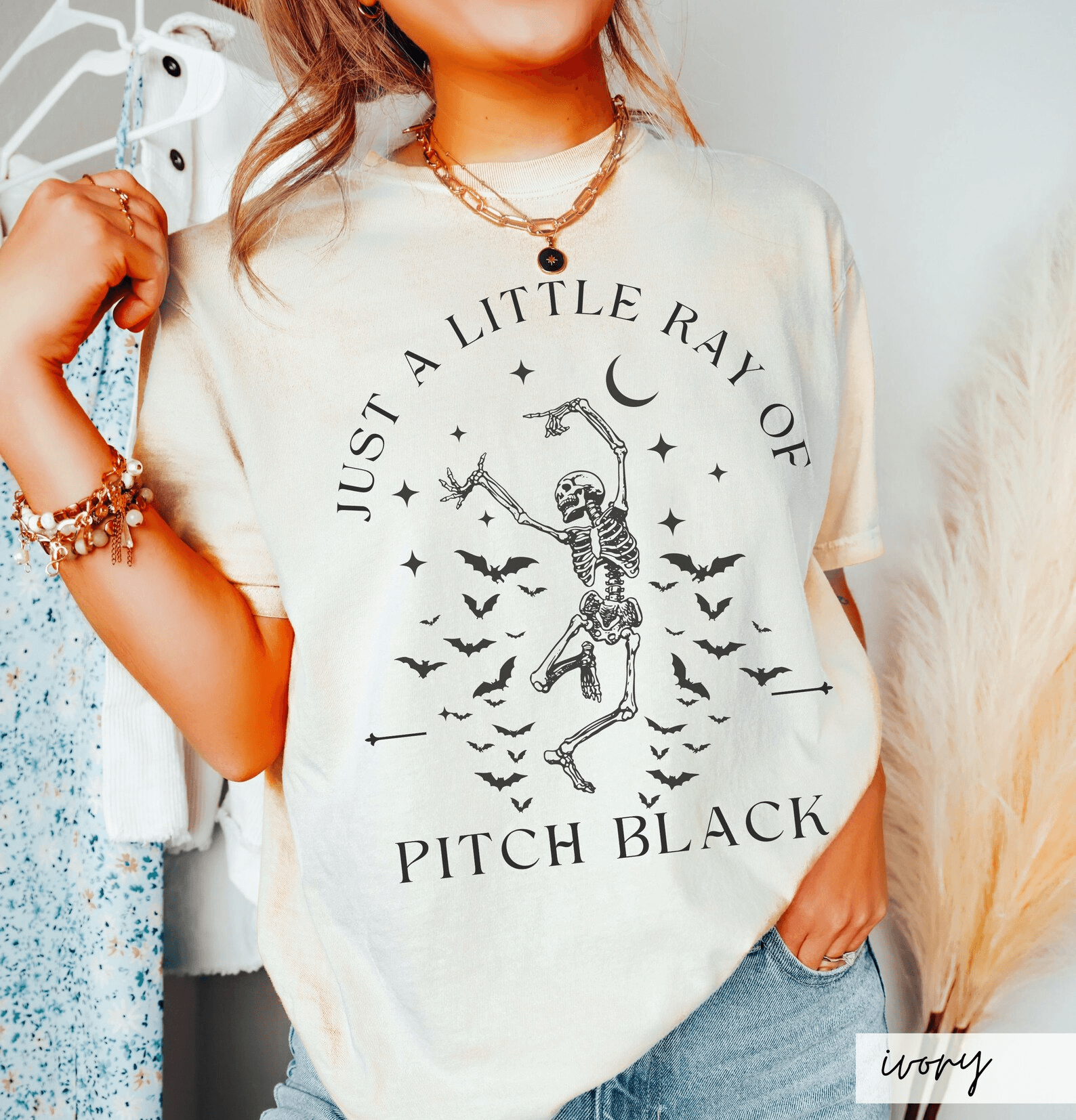 Skeleton Bat Tee | Funny Goth Emo Halloween Shirt