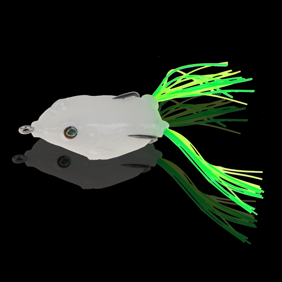 Fishing Lures, Treble Hooks, Night Light Soft Tube Bait, Topwater Ray Frog Lure