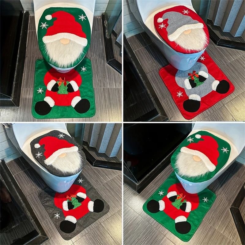 Santa Bathroom Decor Seat Cover Set
