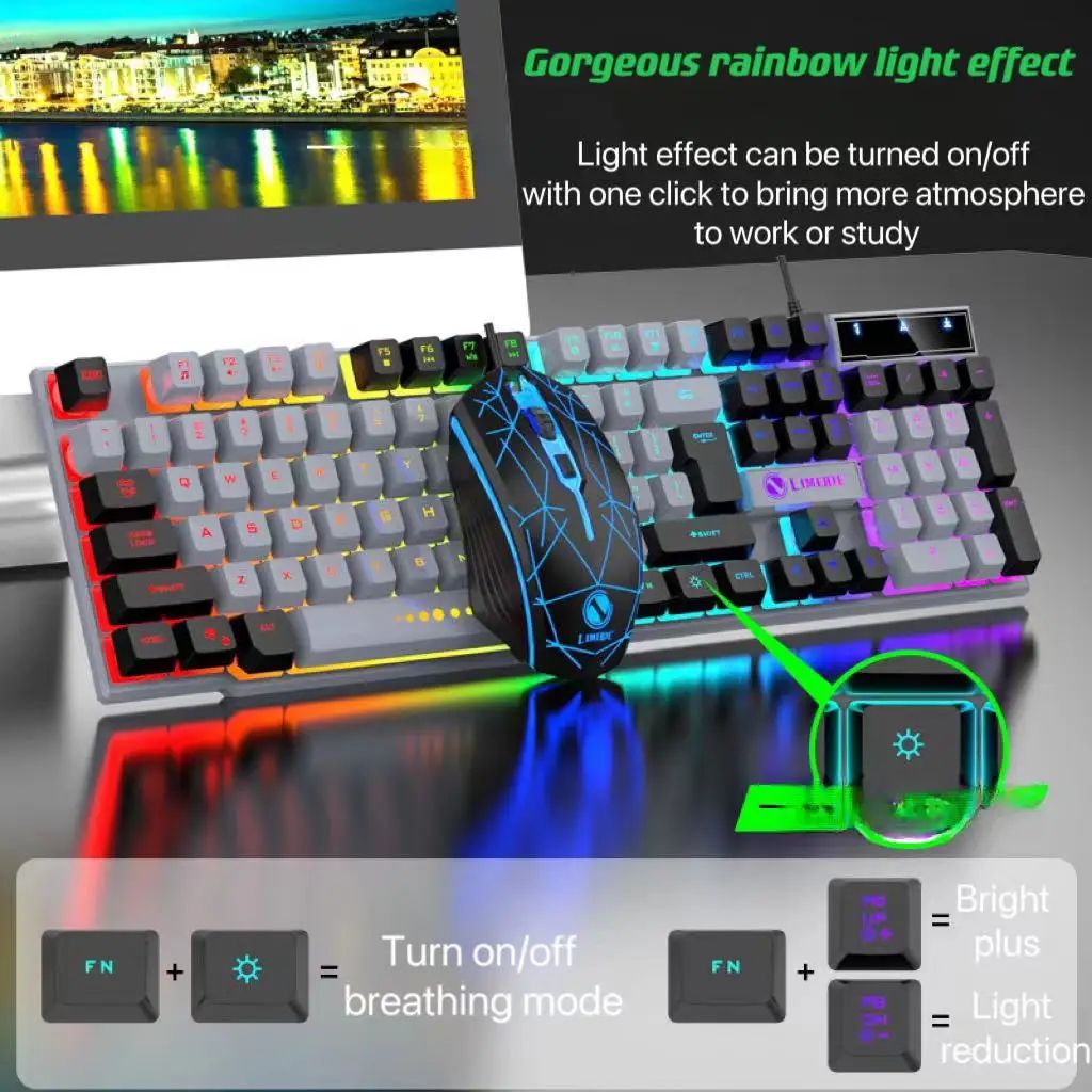 RGB Gaming Keyboard Mouse Combo Wired