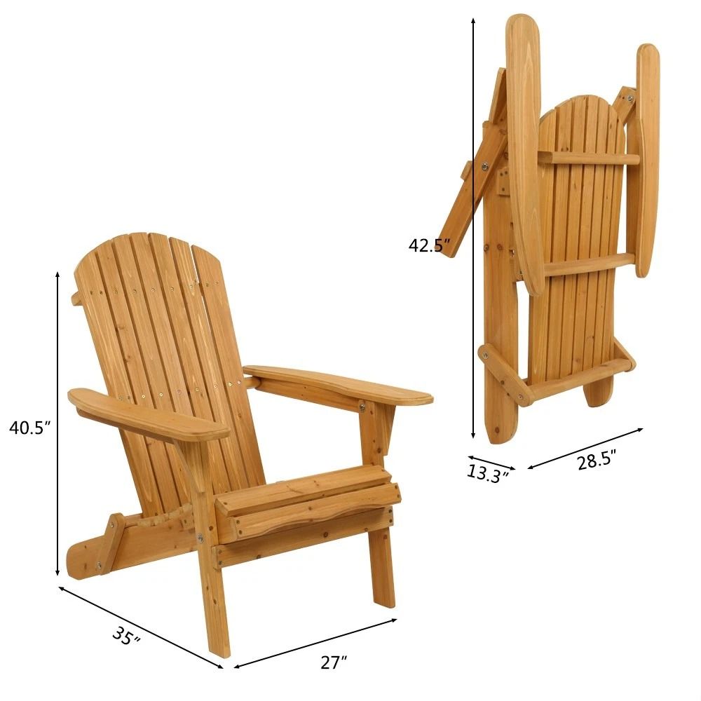 Adirondack Chair Patio Furniture, Foldable Fir Wood Lounge Seat
