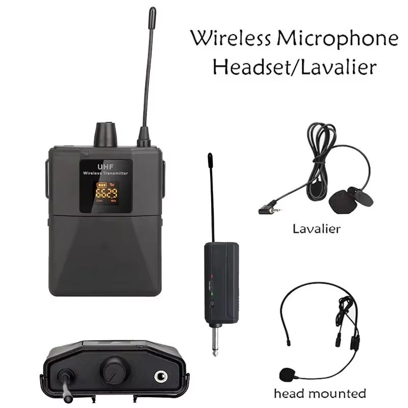 UHF Wireless Headset Microphone with Bodypack Transmitter & Receiver – LED Display for Teaching, Presentations & Live Pe