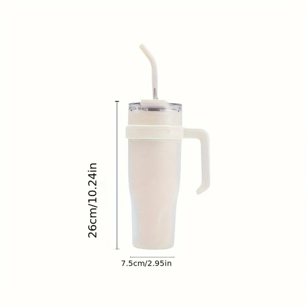 38.55oz Stainless Steel Insulated Ice Tumbler With Handle and Straw High Capacity Car Insulation Coffee Cup