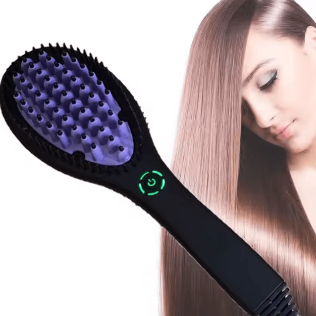 Ceramic Hair Straightener Brush – Fast Heating 2-in-1 Hot Comb for Smooth, Frizz-Free Styling