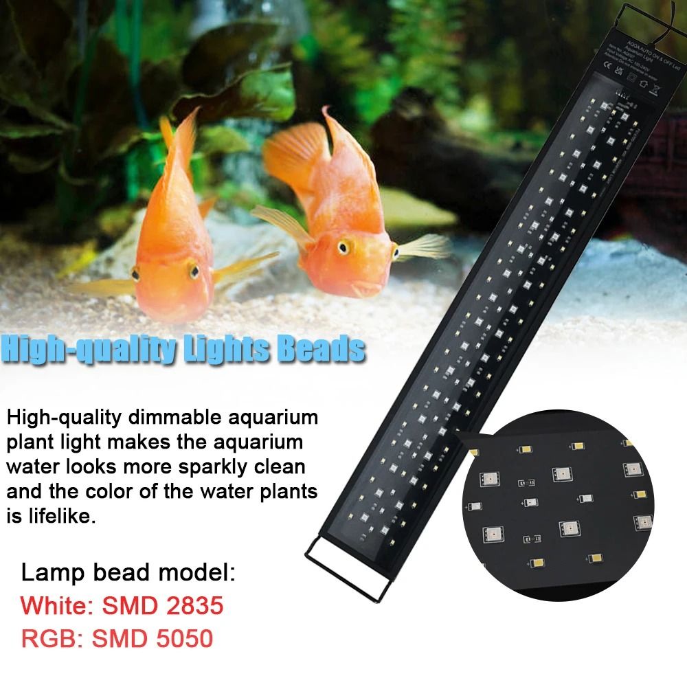 Full Spectrum Aquarium LED Light with Sunrise Sunset Cycle Waterproof Plant Growth Lamp